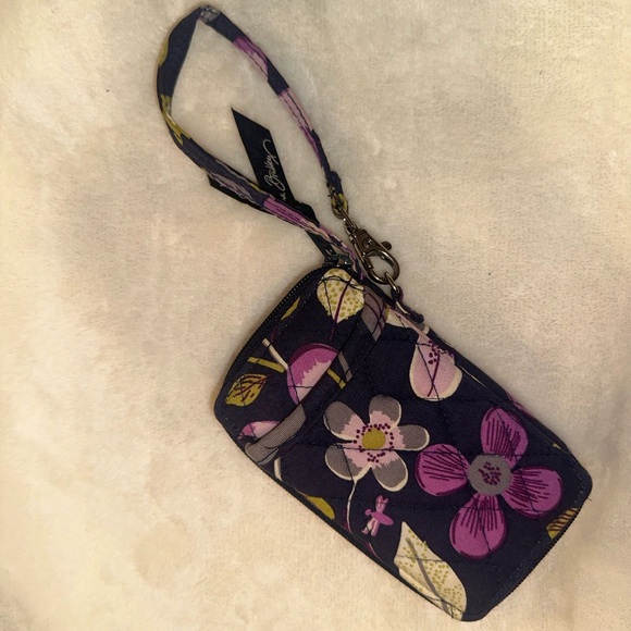 Vera Bradley Handbags - Vera Bradley Compact Wristlet Wallet Plumb Petals Nightingale Patterns